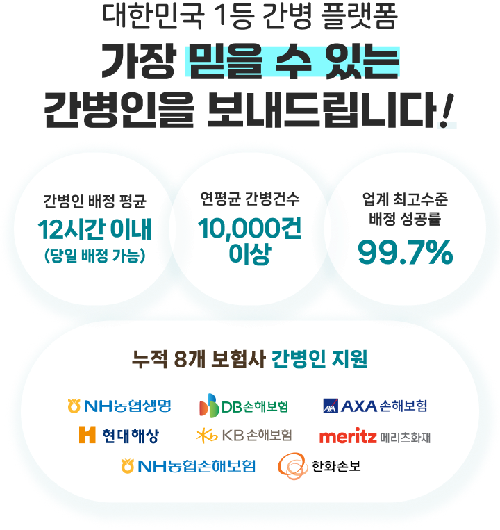 대한밀국 1등 간병 플랫폼 가장 믿을 수 있는 간병인을 보내드립니다!